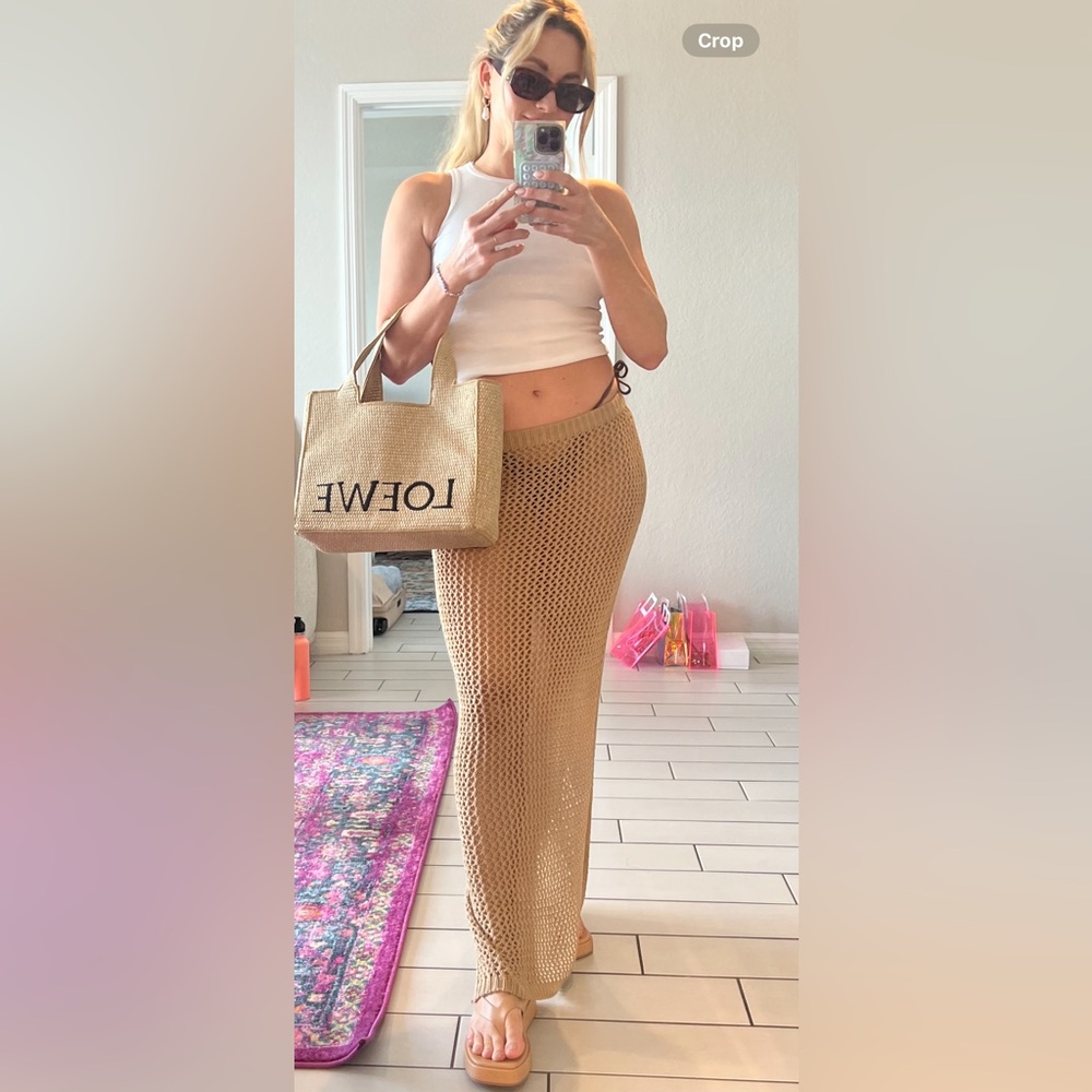 Crochet skirt and halter top set (tan)